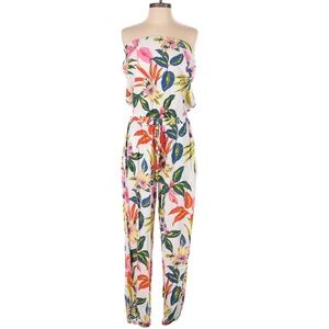 Blue Island Floral Strapless Jumpsuit - Multicolor